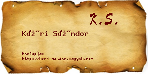 Kéri Sándor névjegykártya